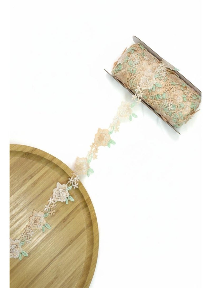 Luxury Blush Pink Floral Lace Border - 5 Yards - High-Density Embroidered Trim for DIY Sewing, Hijabs, and Dressmaking. - Image 1